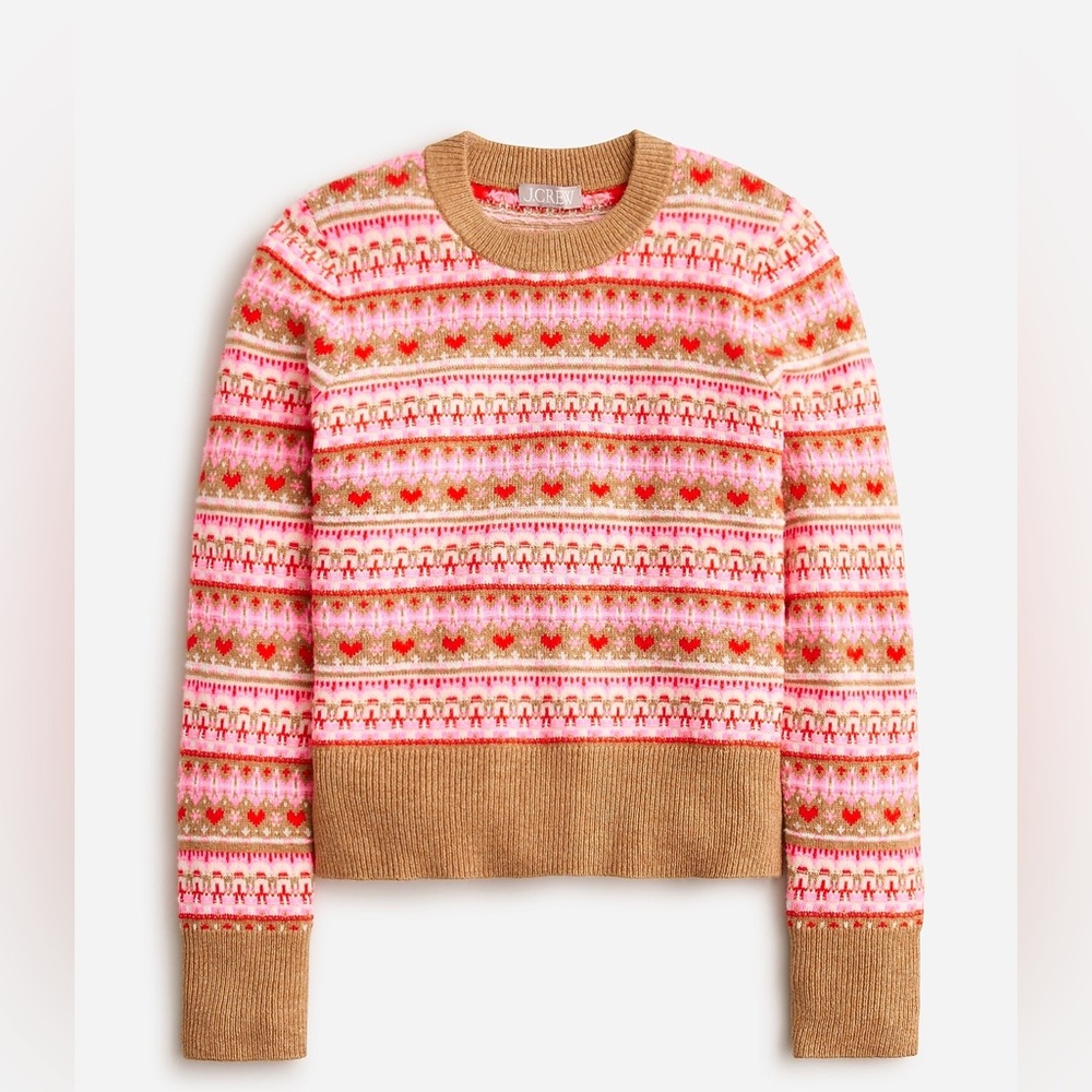 J. Crew‎ Shrunken Fair Isle Crewneck Sweater Size Medium